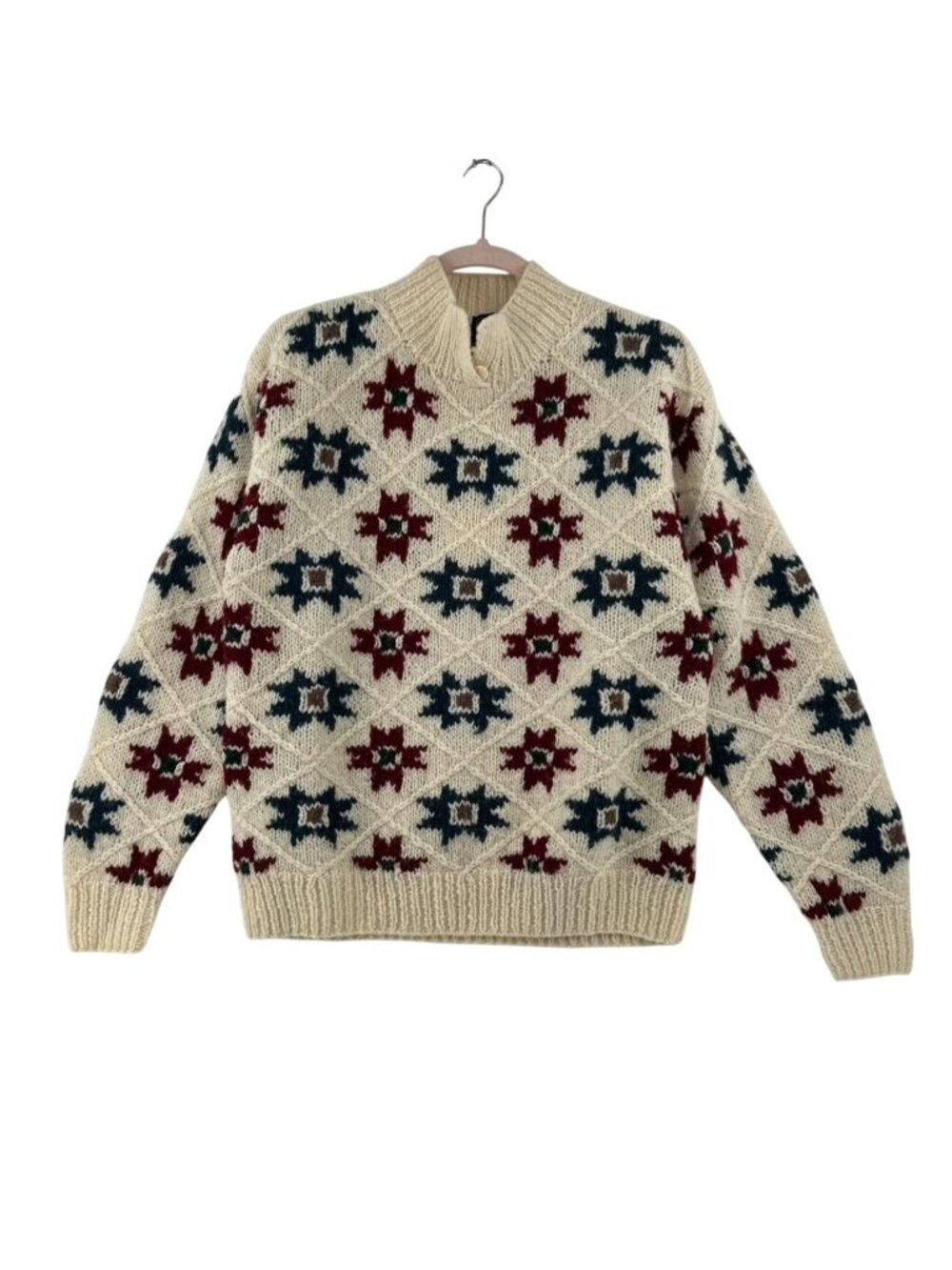 Vintage Woolrich Sweater Women's Medium Multicolor 100% Wool Geometric Fair Isle
